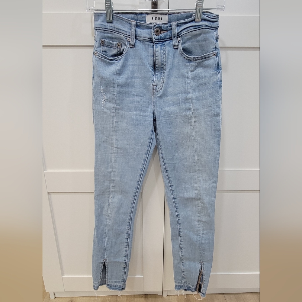 Pistola skinny frayed front seam jeans